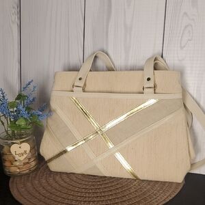 Elegant Cream and Gold Women's Handbag